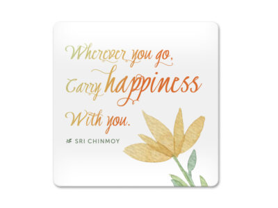 Korkový podtácek s citátem ANGLICKÝ - Wherever you go, carry happiness with you.